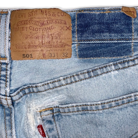 LEVI’S USA Vintage 501 Distressed 100% Cotton High Rise Jeans Size 33 x 32 - Picture 12 of 14